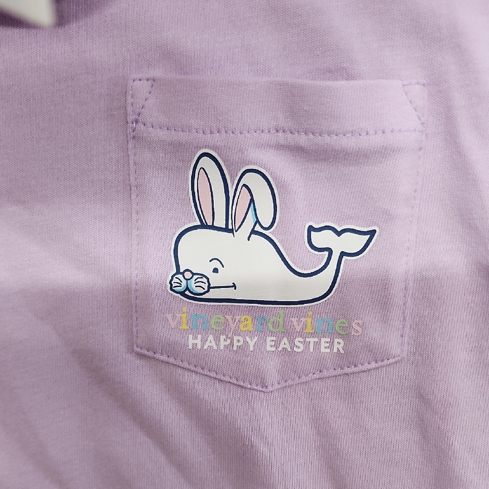 Vineyard Vines Lavender Long Sleeve purple Happy Easter Tee sz Medium - Picture 3 of 10
